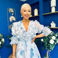 Holly 3D Floral Detailed Occasion Dress Floral Blue