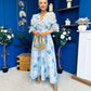 Holly 3D Floral Detailed Occasion Dress Floral Blue