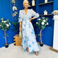Holly 3D Floral Detailed Occasion Dress Floral Blue