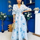 Holly 3D Floral Detailed Occasion Dress Floral Blue