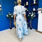 Holly 3D Floral Detailed Occasion Dress Floral Blue
