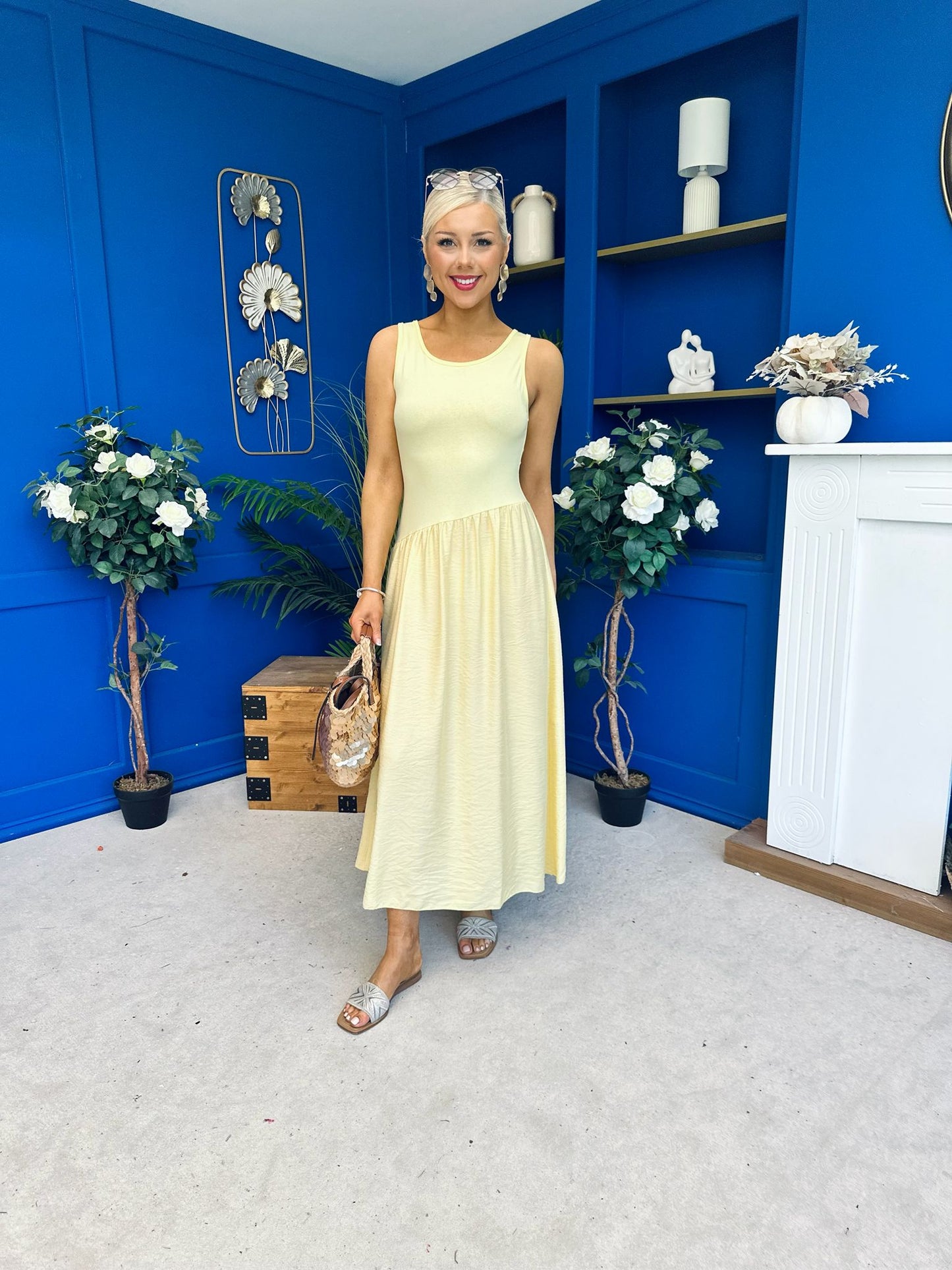 Dorris Detailed Midi Dress Yellow