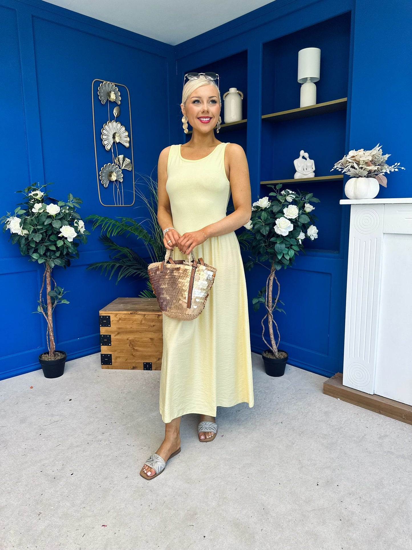 Dorris Detailed Midi Dress Yellow