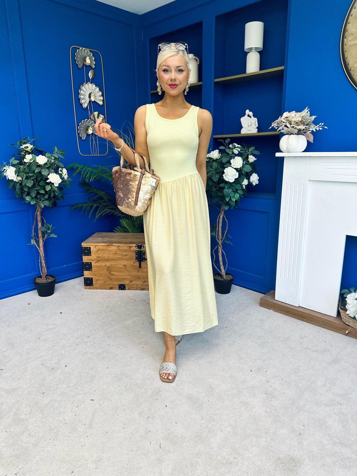 Dorris Detailed Midi Dress Yellow