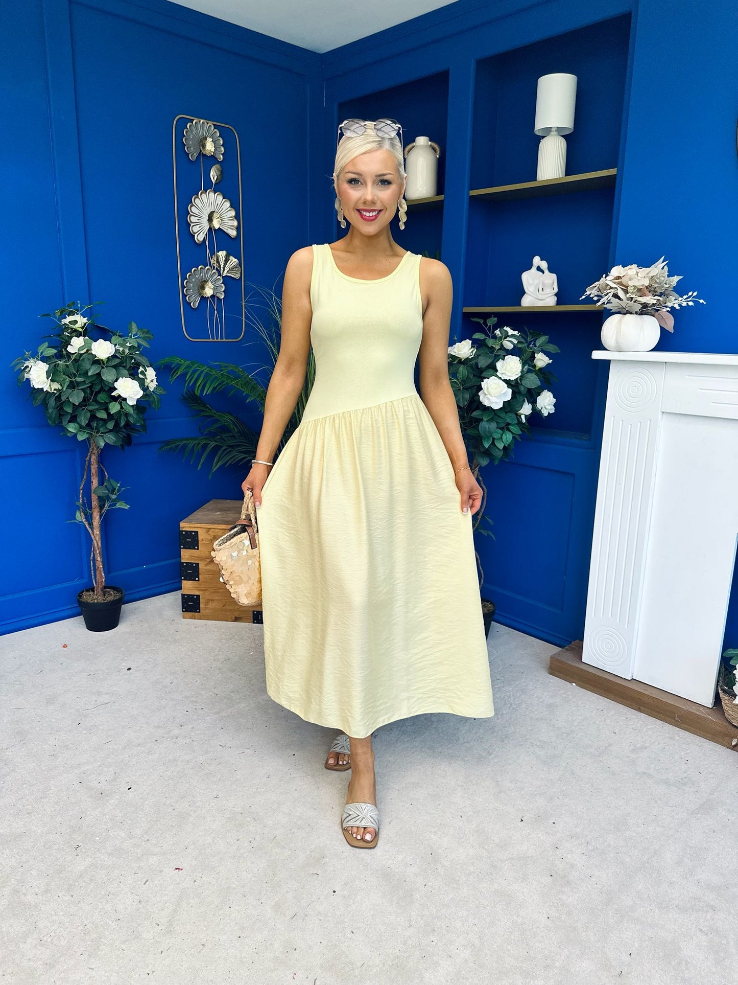 Dorris Detailed Midi Dress Yellow