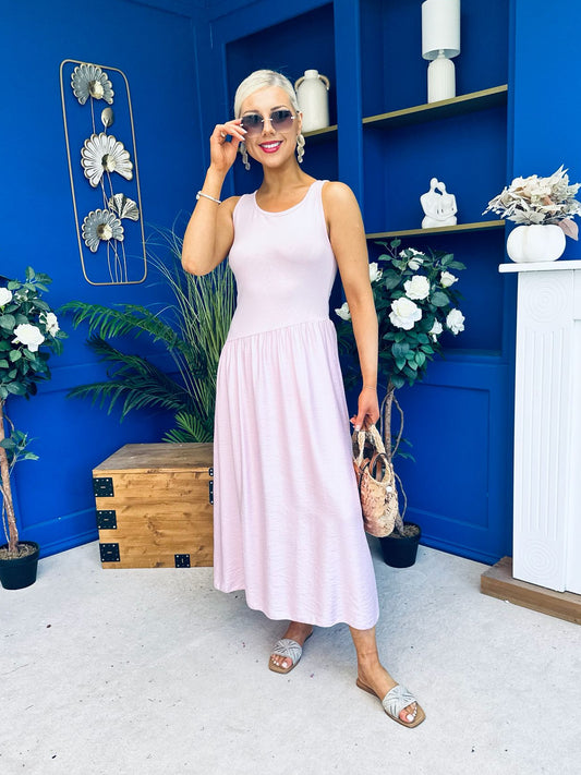 Dorris Detailed Midi Dress Pink