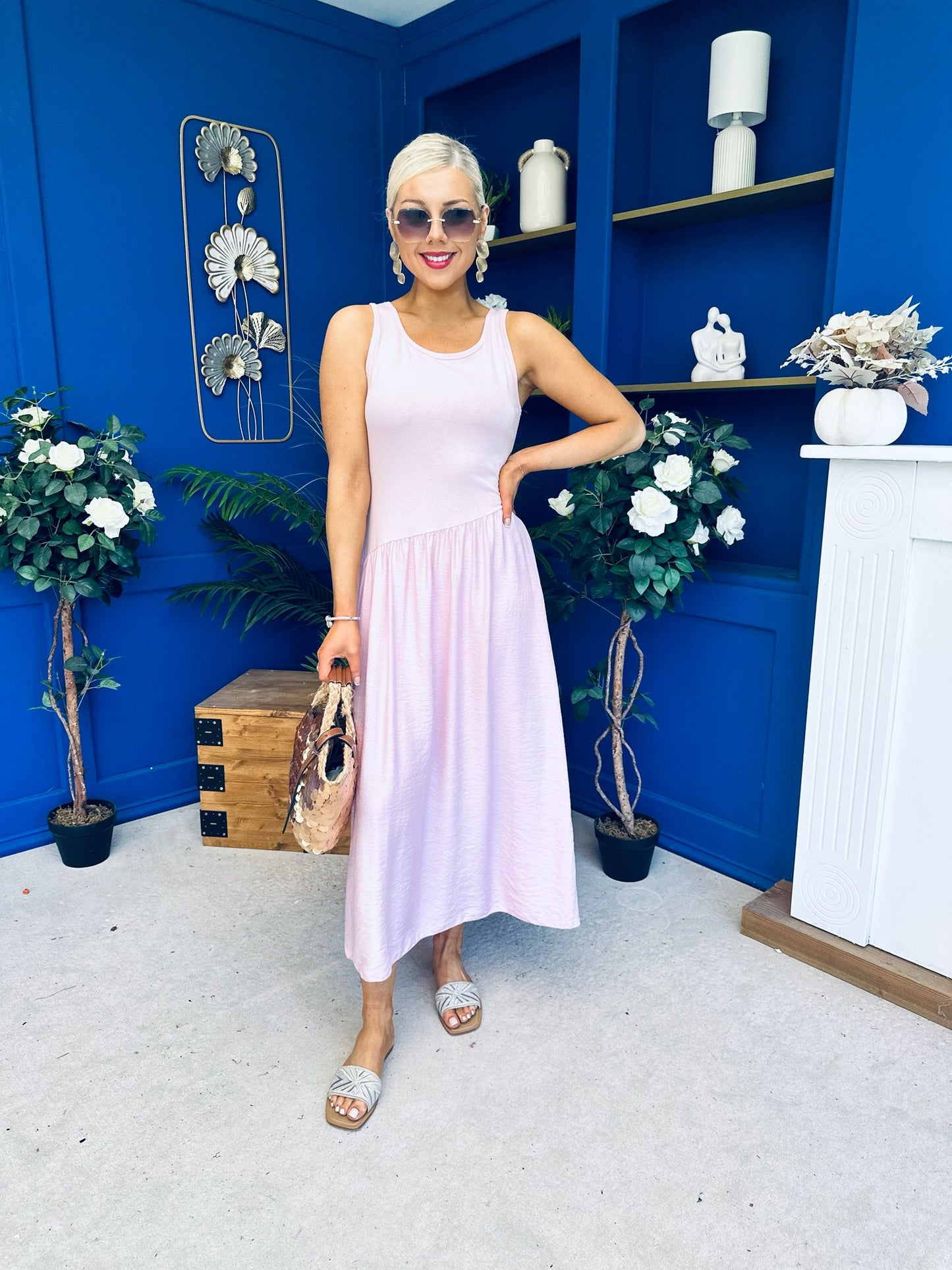 Dorris Detailed Midi Dress Pink
