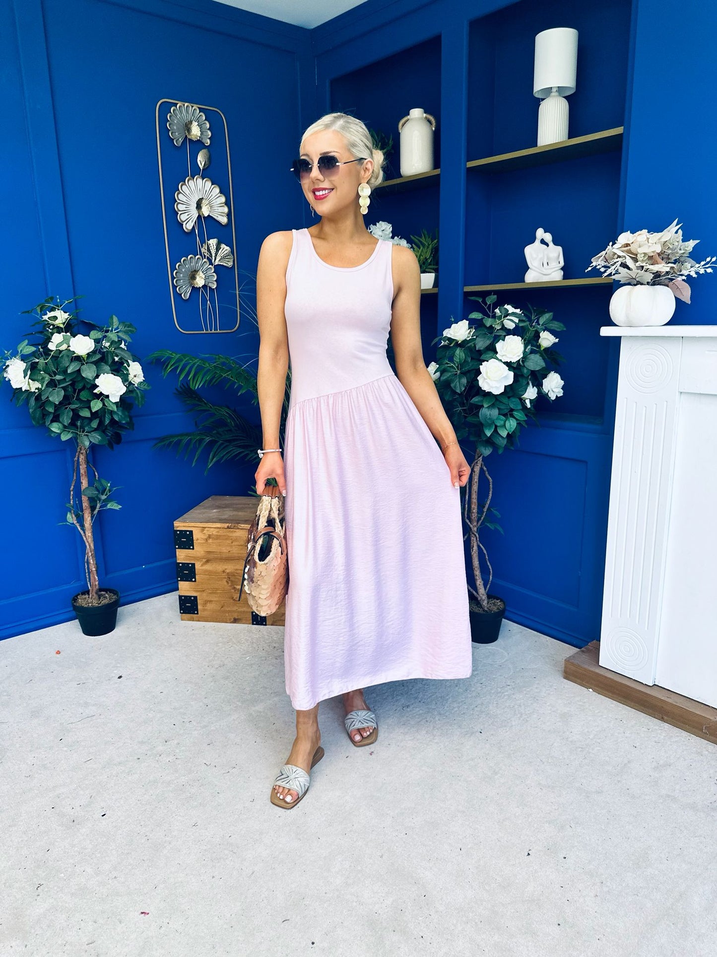 Dorris Detailed Midi Dress Pink