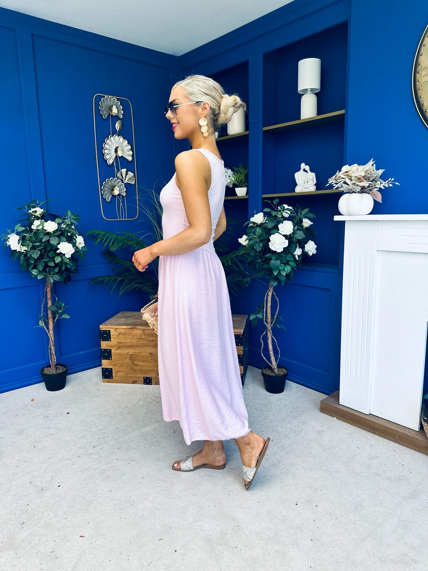 Dorris Detailed Midi Dress Pink