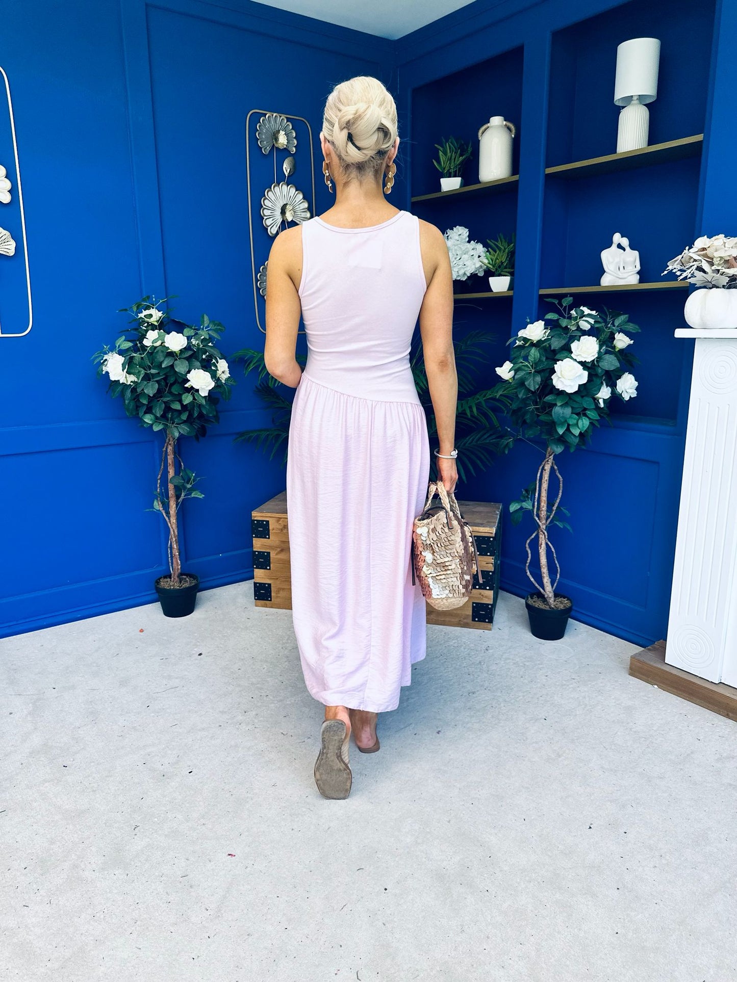 Dorris Detailed Midi Dress Pink