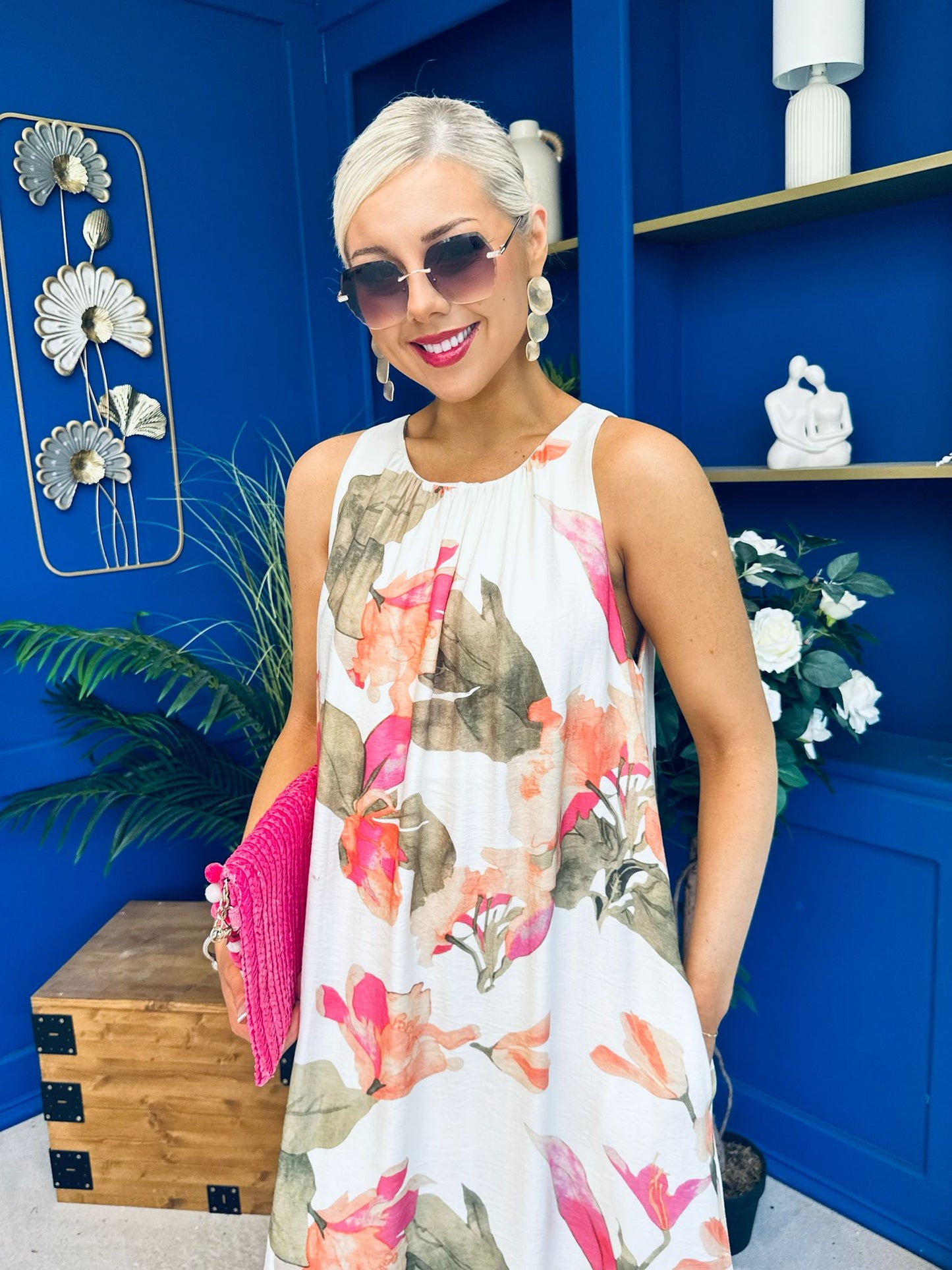 Lois Mazi Shift Dress Floral Cream