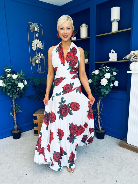 Silvia Halterneck Occasion Dress Rose