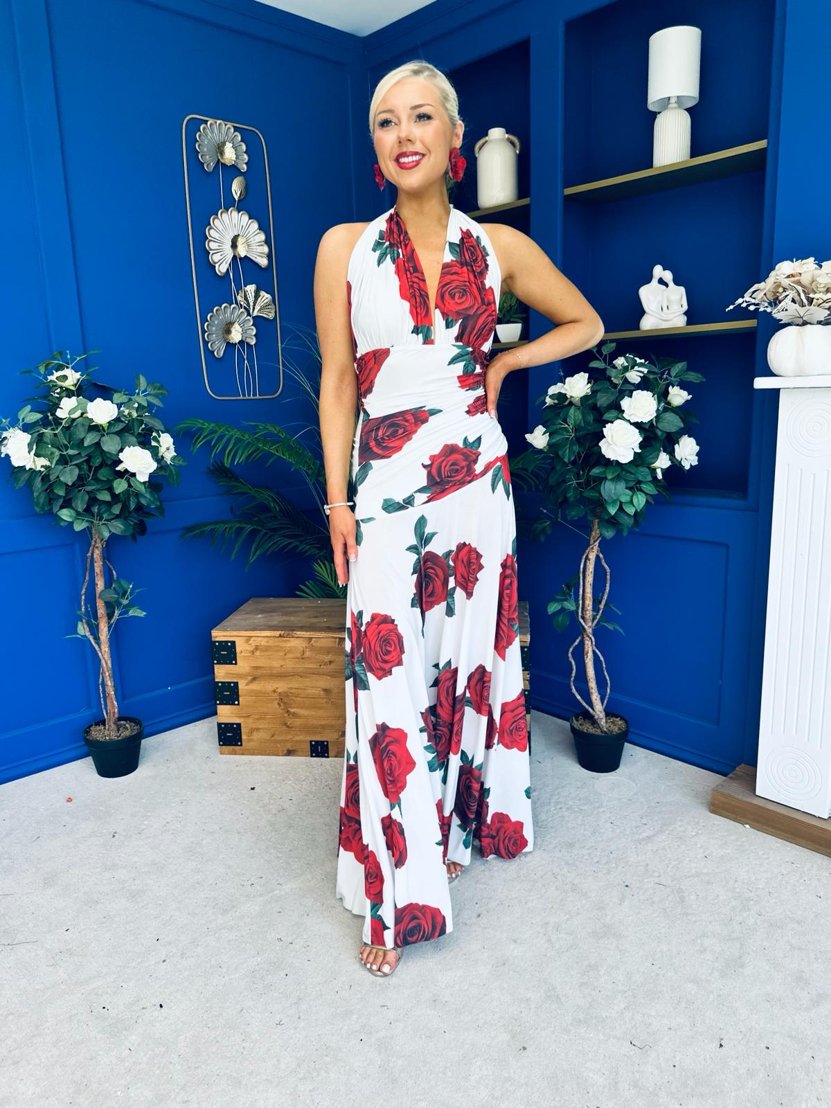 Silvia Halterneck Occasion Dress Rose