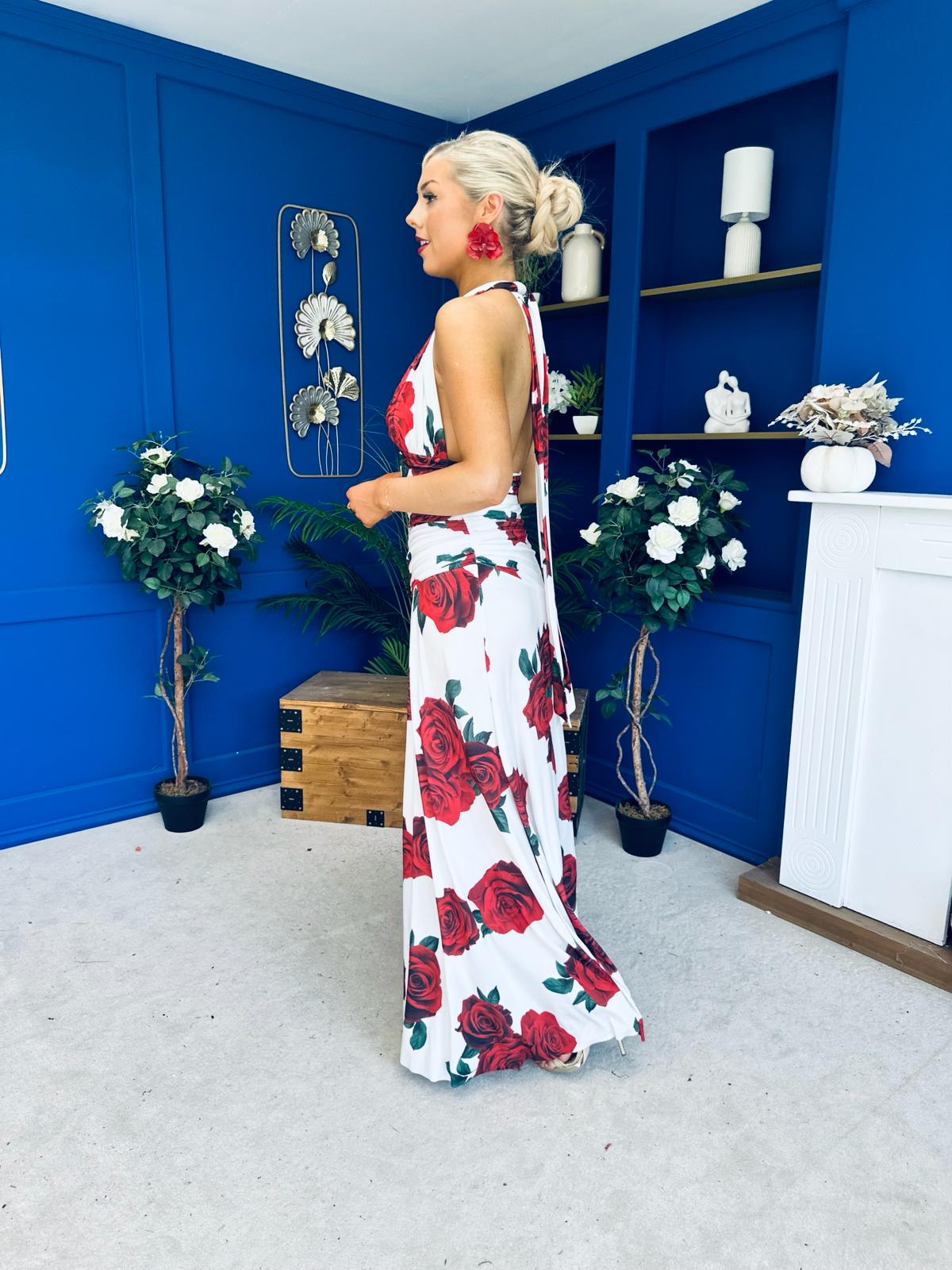 Silvia Halterneck Occasion Dress Rose