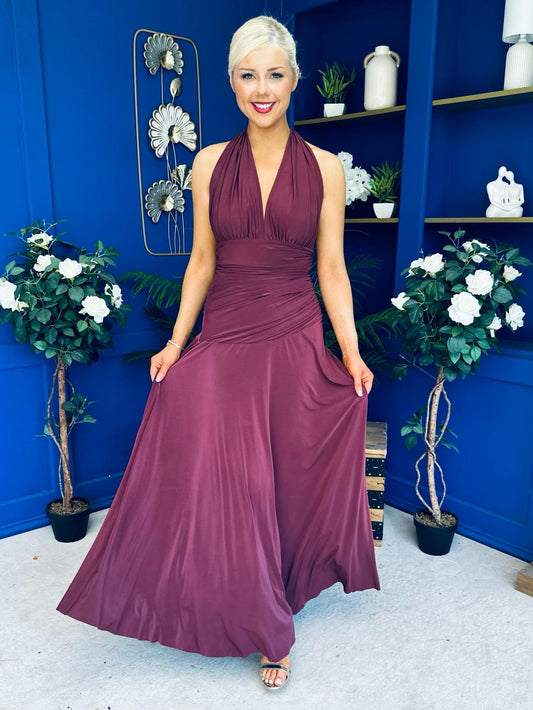 Diane Halterneck Occasion Dress Burgundy