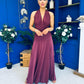 Diane Halterneck Occasion Dress Burgundy