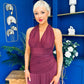 Diane Halterneck Occasion Dress Burgundy