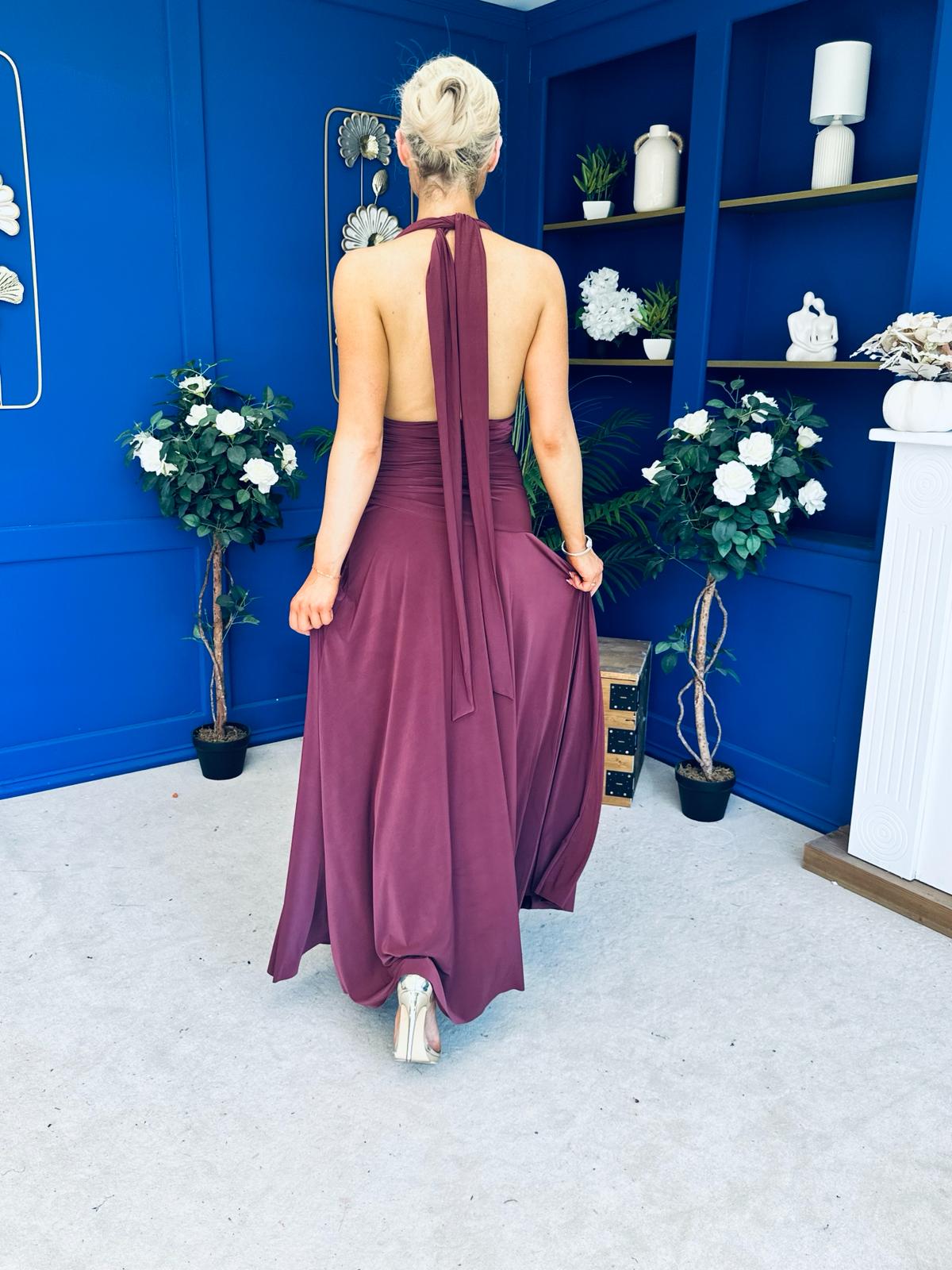 Diane Halterneck Occasion Dress Burgundy