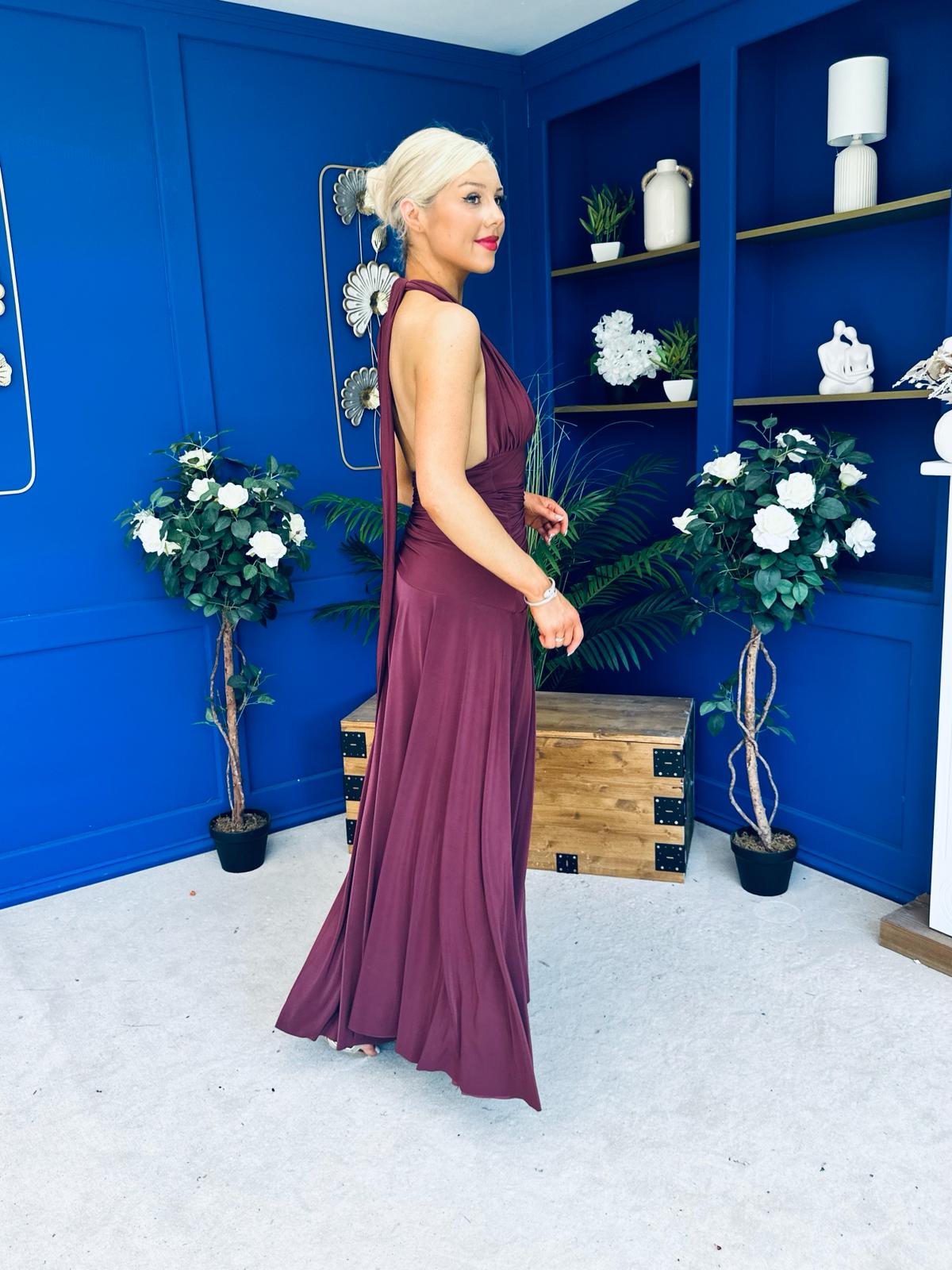 Diane Halterneck Occasion Dress Burgundy