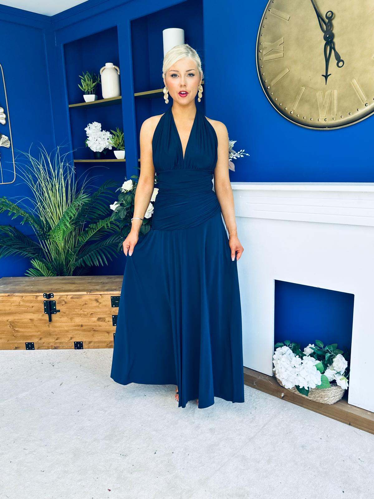 Diane Halterneck Occasion Dress Navy