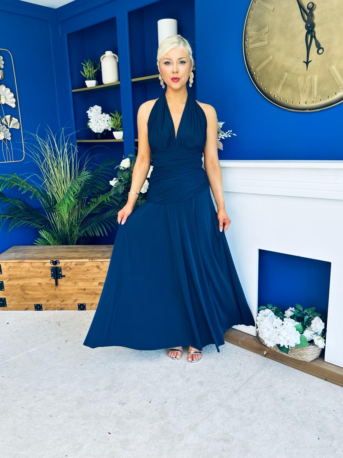 Diane Halterneck Occasion Dress Navy