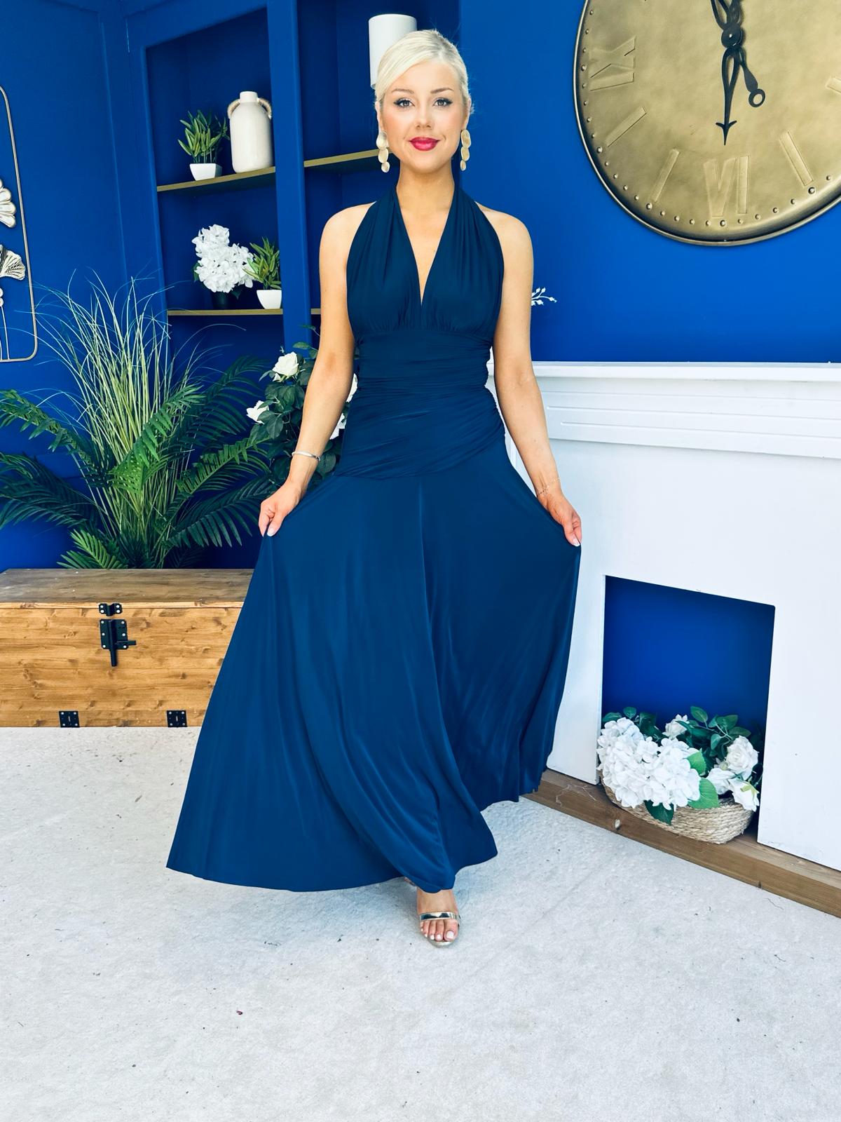 Diane Halterneck Occasion Dress Navy