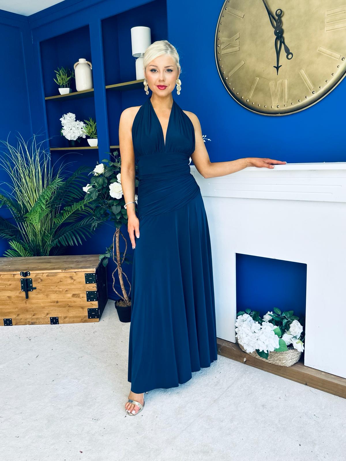 Diane Halterneck Occasion Dress Navy