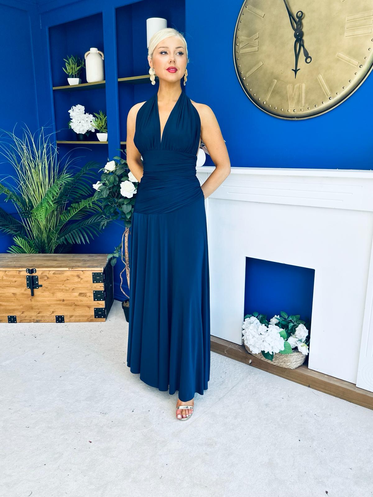 Diane Halterneck Occasion Dress Navy
