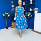 Sadhbh Tiered Midi Dress Pink Polka Blue