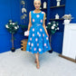 Sadhbh Tiered Midi Dress Pink Polka Blue