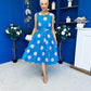 Sadhbh Tiered Midi Dress Pink Polka Blue