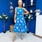 Sadhbh Tiered Midi Dress Pink Polka Blue