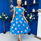 Sadhbh Tiered Midi Dress Pink Polka Blue