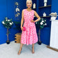 Sadhbh Tiered Midi Dress Cerise Polka Pink