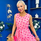 Sadhbh Tiered Midi Dress Cerise Polka Pink