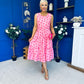 Sadhbh Tiered Midi Dress Cerise Polka Pink
