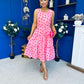 Sadhbh Tiered Midi Dress Cerise Polka Pink