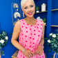 Sadhbh Tiered Midi Dress Cerise Polka Pink