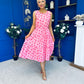 Sadhbh Tiered Midi Dress Cerise Polka Pink