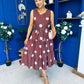 Sadhbh Tiered Midi Dress Cream Polka Coco