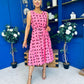 Sadhbh Tiered Midi Dress Coco Polka Cerise