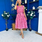 Sadhbh Tiered Midi Dress Coco Polka Cerise