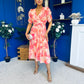 Dearbhla Banded Midi Dress Floral Peach