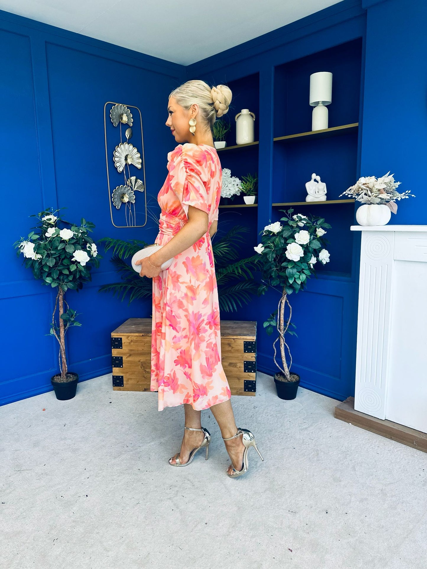 Dearbhla Banded Midi Dress Floral Peach