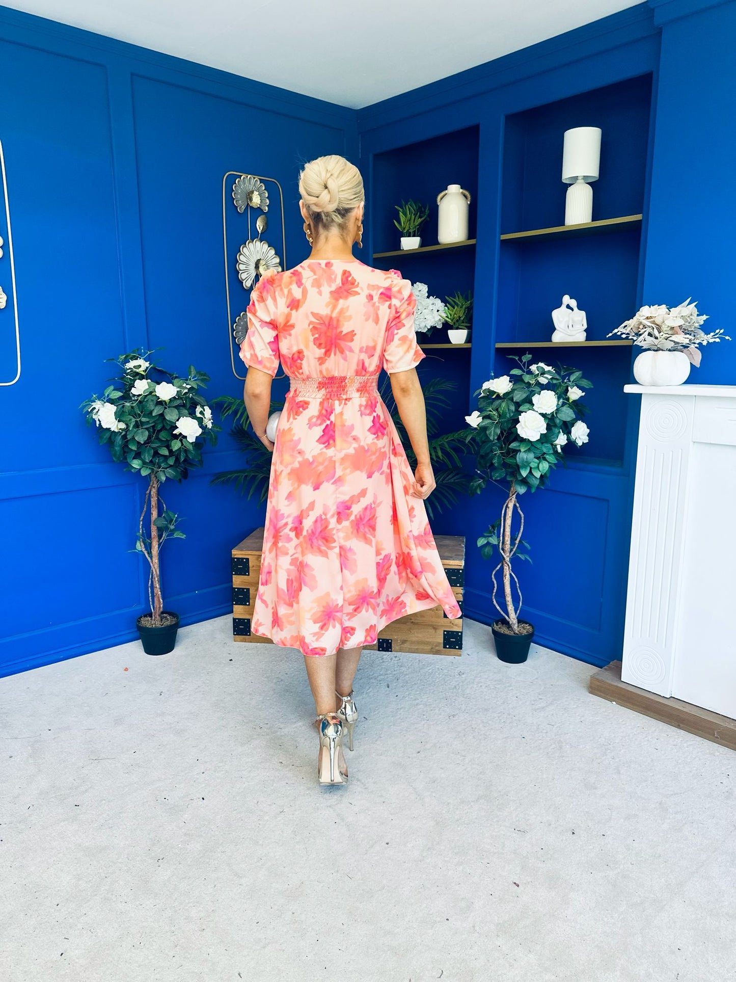 Dearbhla Banded Midi Dress Floral Peach