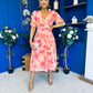 Dearbhla Banded Midi Dress Floral Peach