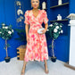 Dearbhla Banded Midi Dress Floral Peach