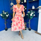 Dearbhla Banded Midi Dress Floral Peach
