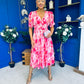 Dearbhla Banded Midi Dress Geo Pink