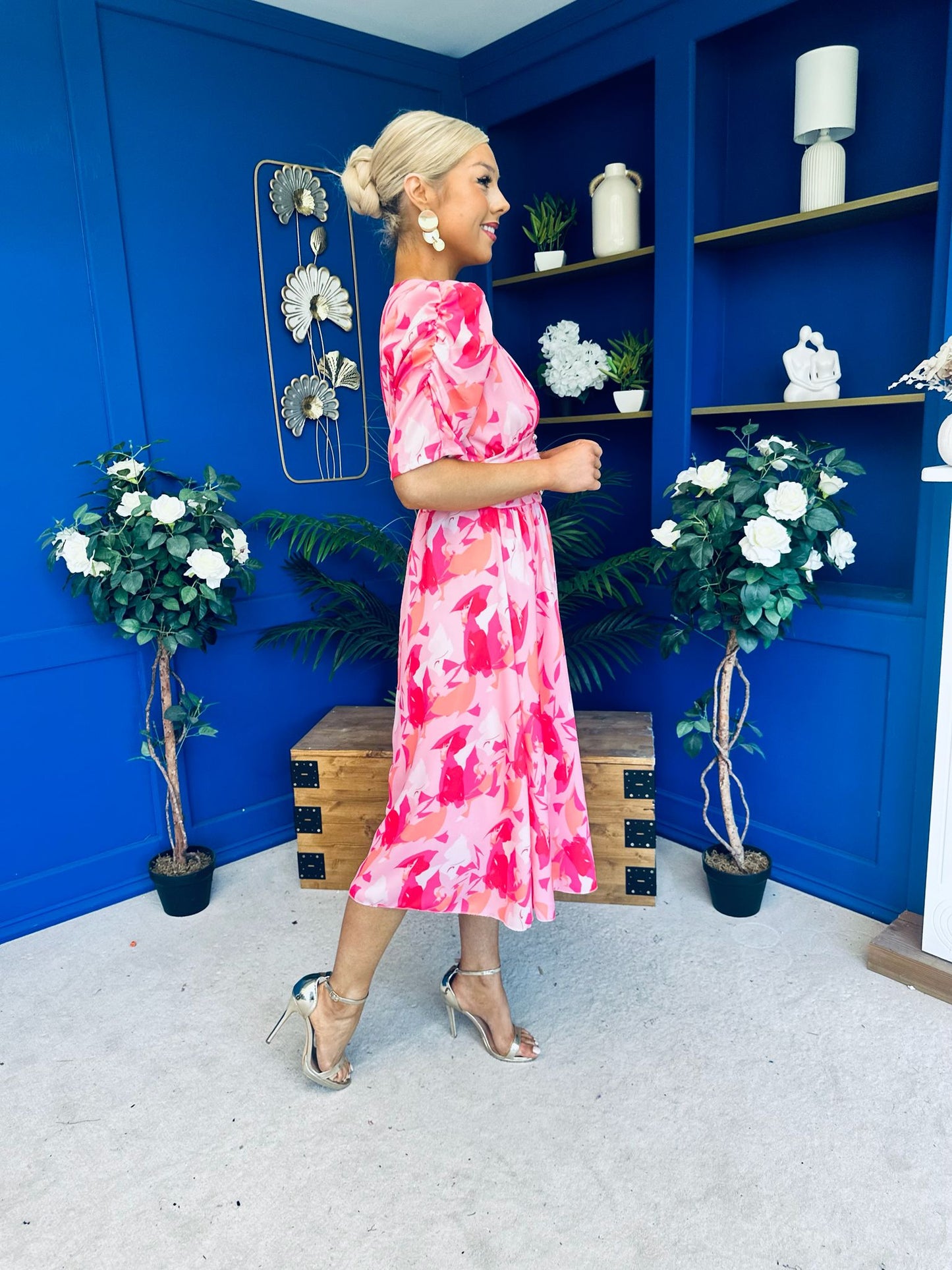 Dearbhla Banded Midi Dress Geo Pink